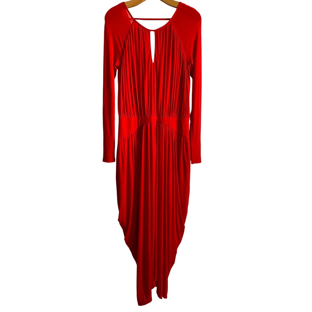 Reiss Savannah Red Jersey Wrap Asymmetric Maxi Dress US 8 - Picture 2 of 12